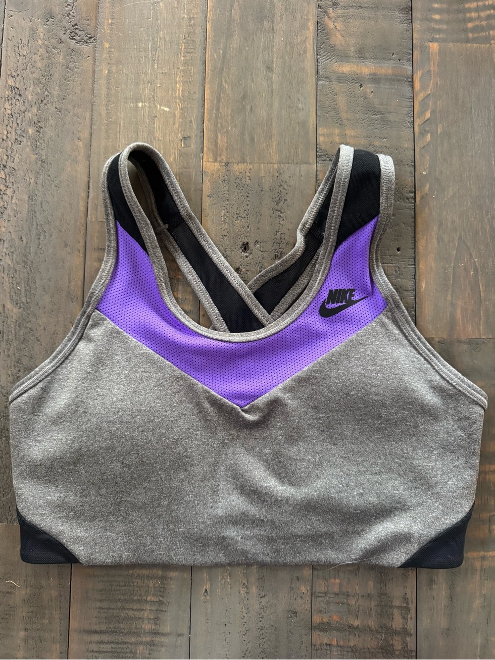 Nike Grey and Purple Crossback Sports Bra